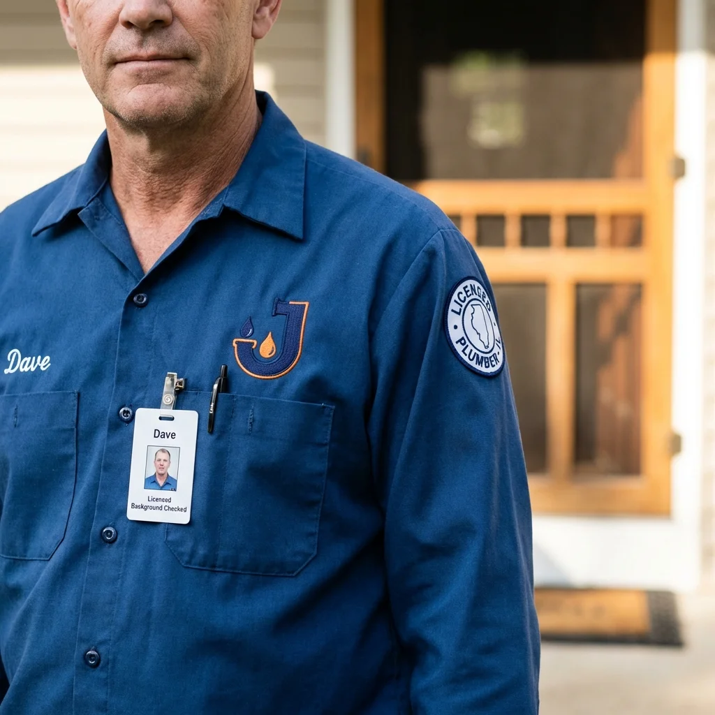 Licensed plumber showing ID badge in Coulee Dam, WA