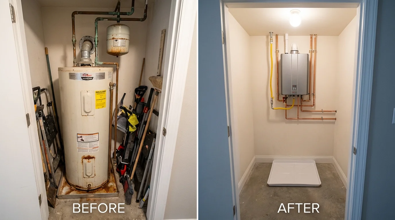 Tank water heater versus wall-mounted tankless unit comparison for Coulee Dam, WA homeowners